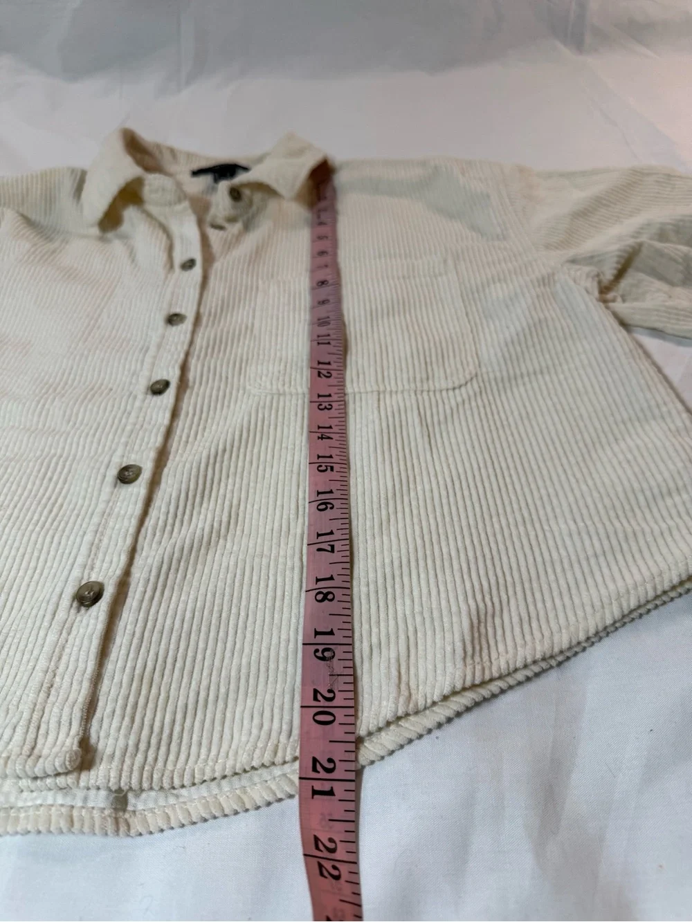 Women's Cream Forever 21 Button-Up Corduroy Shirt Jacket